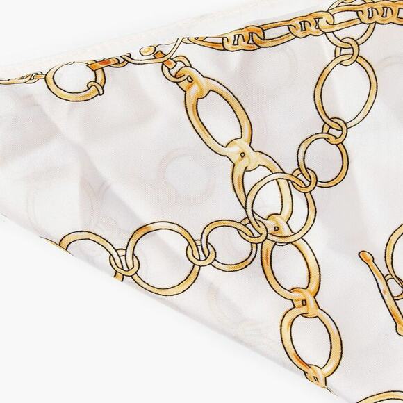 FOREVER 21 chain print handkerchief top neck square scarf in cream One Size - Picture 5 of 6